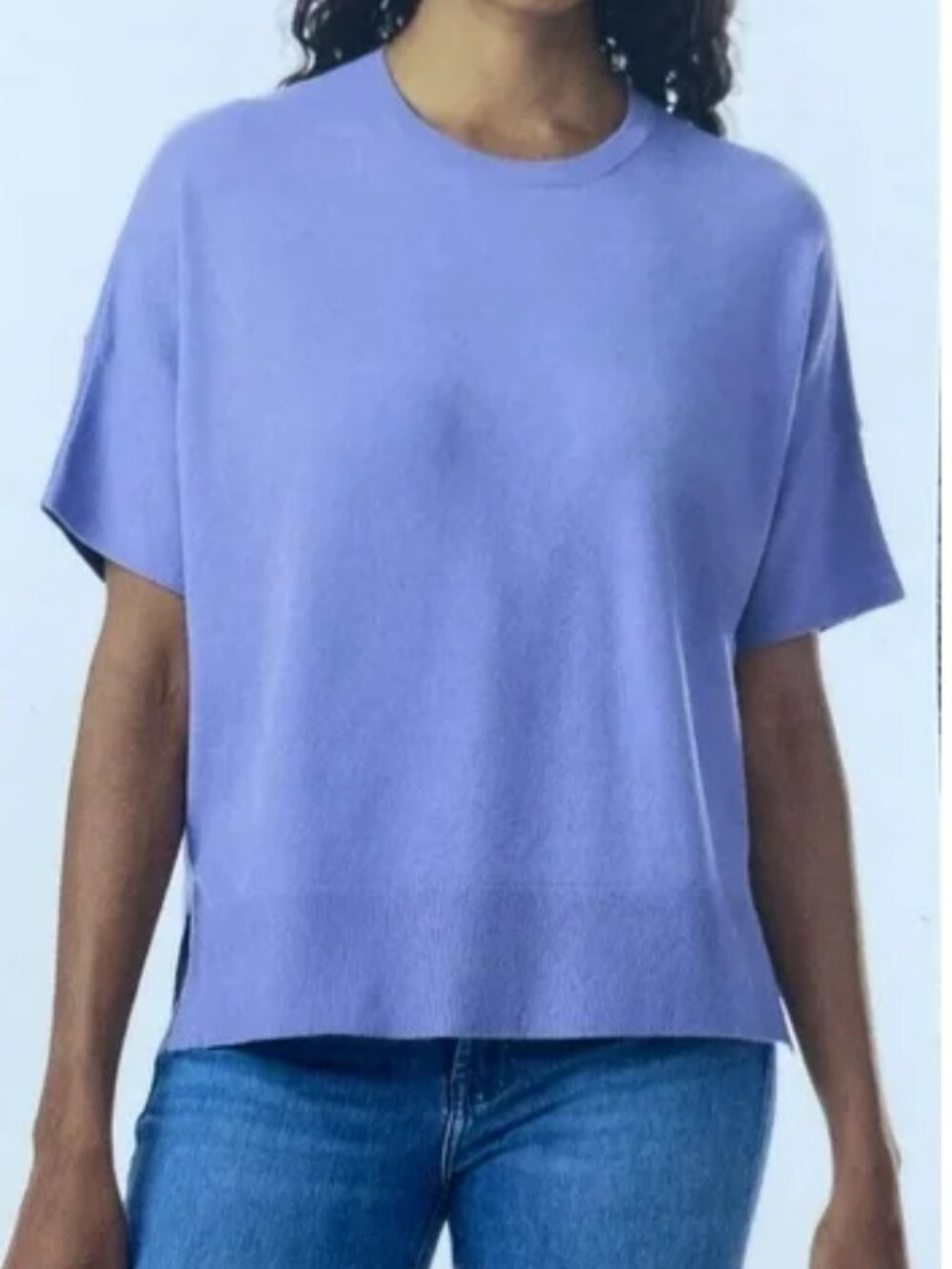 Splendid Short Sleeve Sweater S Blue Knit Top Relaxed Lightweight Pullover NWT